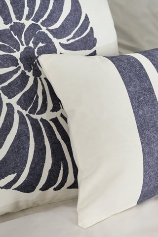 Housse de couette en percale de coton 79 fils/cm² Nerja - Blanc et bleu foncé