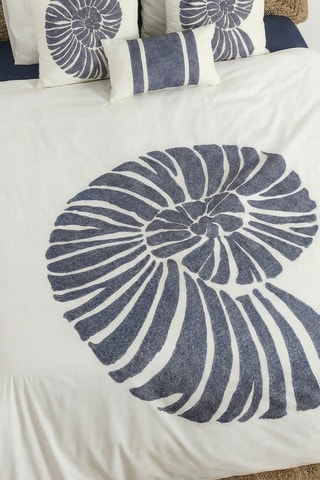 Housse de couette en percale de coton 79 fils/cm² Nerja - Blanc et bleu foncé