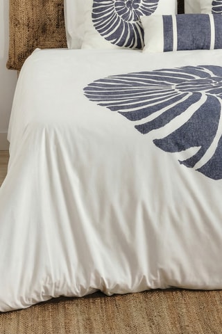Housse de couette en percale de coton 79 fils/cm² Nerja - Blanc et bleu foncé