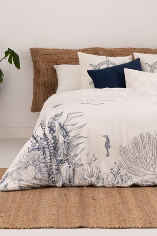 Housse de couette en percale de coton 79 fils/cm² Tamarit - Blanc et gris foncé