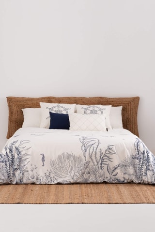 Housse de couette en percale de coton 79 fils/cm² Tamarit - Blanc et gris foncé