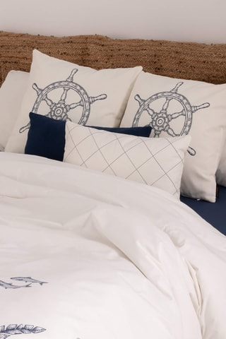 Housse de couette en percale de coton 79 fils/cm² Tamarit - Blanc et gris foncé