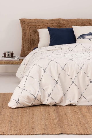 Housse de couette en percale de coton 79 fils/cm² Benicàssim - Blanc et bleu cobalt