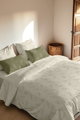 Capa de edredão reversível em algodão 79 fios/cm² Orba - verde-escuro e branco