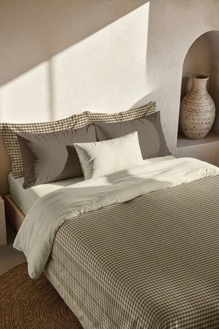 Capa de edredão reversível em percal de algodão 79 fios/cm² Prades - Castanho