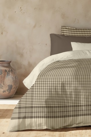 Capa de edredão reversível em percal de algodão 79 fios/cm² Prades - Castanho