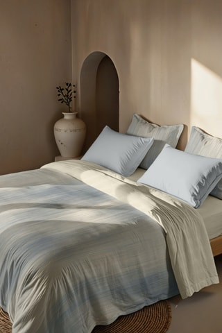 Housse de couette réversible en percale de coton 79 fils/cm² Lluc - Blanc et bleu cobalt