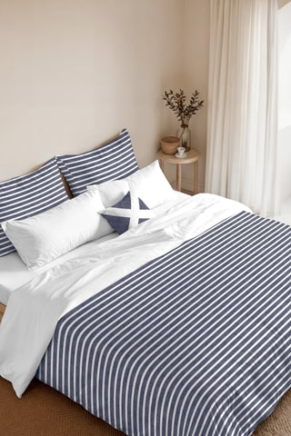 Housse de couette réversible en coton 79 fils/cm² Vinarós - Bleu foncé