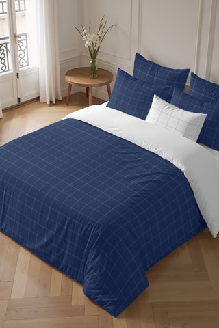 Housse de couette réversible en percale de coton 79 fils/cm² Xeresa - Bleu foncé