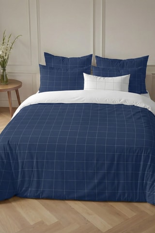 Housse de couette réversible en percale de coton 79 fils/cm² Xeresa - Bleu foncé