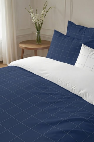 Housse de couette réversible en percale de coton 79 fils/cm² Xeresa - Bleu foncé