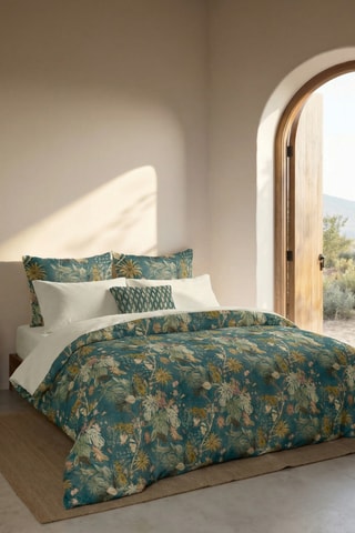 Capa de edredão reversível em percal de algodão 79 fios/cm² Aspe - Azul-pato