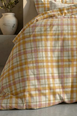 Capa de edredão reversível em percal de algodão 79 fios/cm² Benimodo - Cru e mostarda