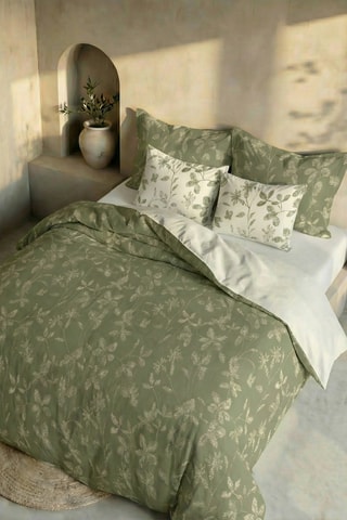 Capa de edredão reversível em percal de algodão 79 fios/cm² Bolbaite- Caqui