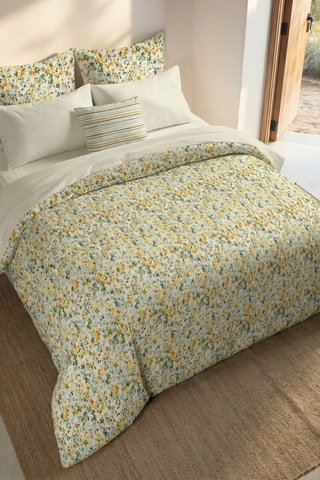 Capa de edredão reversível em percal de algodão 79 fios/cm² Catadau - Cru e verde-escuro