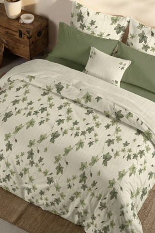 Capa de edredão reversível em percal de algodão 79 fios/cm² Navarres - verde-escuro