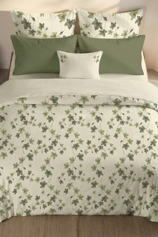 Capa de edredão reversível em percal de algodão 79 fios/cm² Navarres - verde-escuro