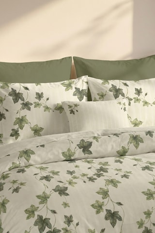 Capa de edredão reversível em percal de algodão 79 fios/cm² Navarres - verde-escuro