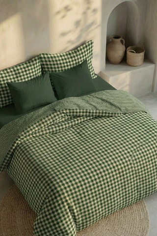 Capa de edredão reversível em percal de algodão 79 fios/cm² Aielo - verde-escuro