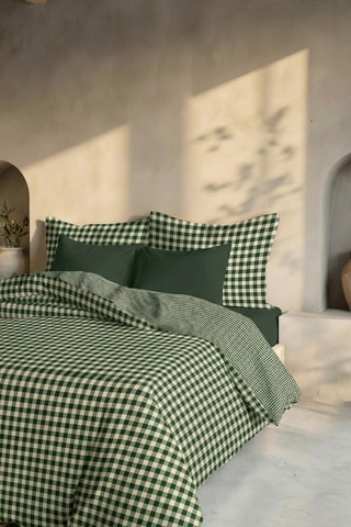 Capa de edredão reversível em percal de algodão 79 fios/cm² Aielo - verde-escuro