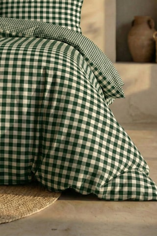 Capa de edredão reversível em percal de algodão 79 fios/cm² Aielo - verde-escuro