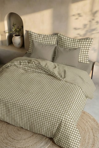 Capa de edredão reversível em percal de algodão 79 fios/cm² Aielo - Castanho