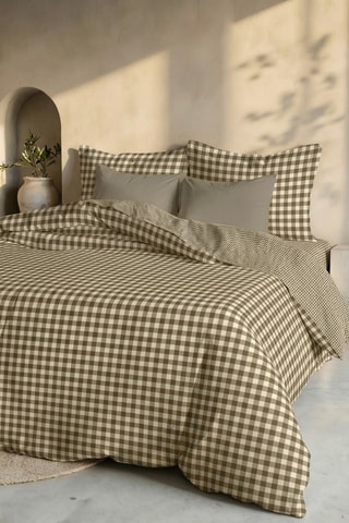 Capa de edredão reversível em percal de algodão 79 fios/cm² Aielo - Castanho