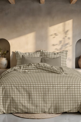 Capa de edredão reversível em percal de algodão 79 fios/cm² Aielo - Castanho