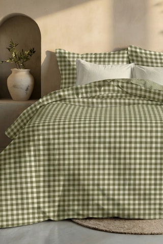 Capa de edredão reversível em percal de algodão 79 fios/cm² Aielo - verde-escuro