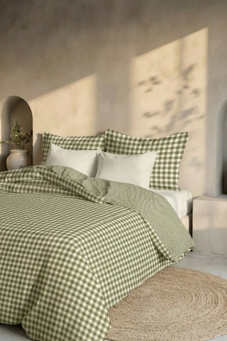 Capa de edredão reversível em percal de algodão 79 fios/cm² Aielo - verde-escuro