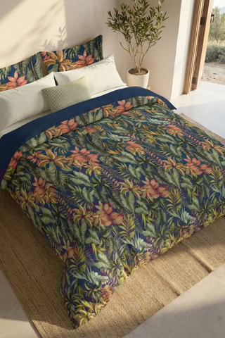 Capa de edredão reversível em percal de algodão 79 fios/cm² Loriguilla - Azul-marinho