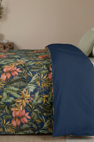 Capa de edredão reversível em percal de algodão 79 fios/cm² Loriguilla - Azul-marinho