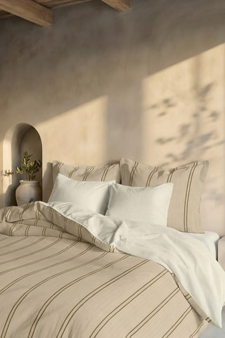 Capa de edredão reversível em percal de algodão 79 fios/cm² Riola- Bege