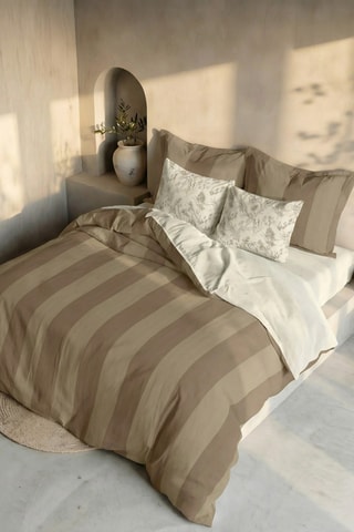 Capa de edredão reversível em percal de algodão 79 fios/cm² Romani - Castanho