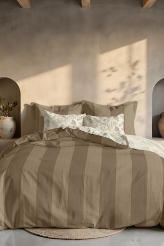 Capa de edredão reversível em percal de algodão 79 fios/cm² Romani - Castanho
