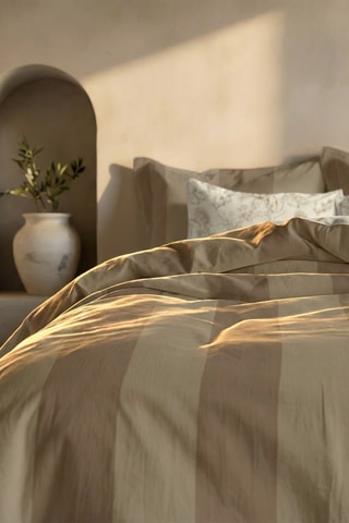 Capa de edredão reversível em percal de algodão 79 fios/cm² Romani - Castanho