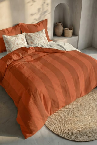 Capa de edredão reversível em percal de algodão 79 fios/cm² Romani - Laranja