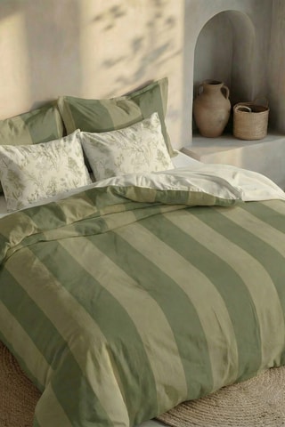 Capa de edredão reversível em percal de algodão 79 fios/cm² Romani - Verde
