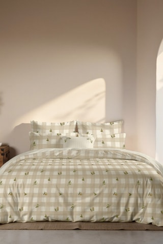 Capa de edredão reversível em percal de algodão 79 fios/cm² Sella - Bege