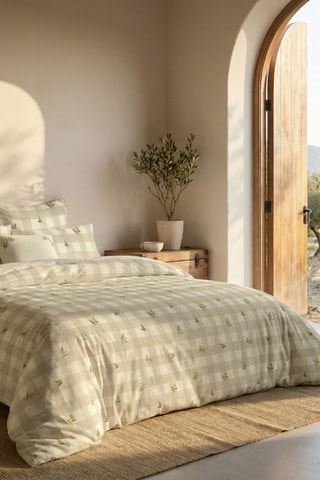 Capa de edredão reversível em percal de algodão 79 fios/cm² Sella - Bege