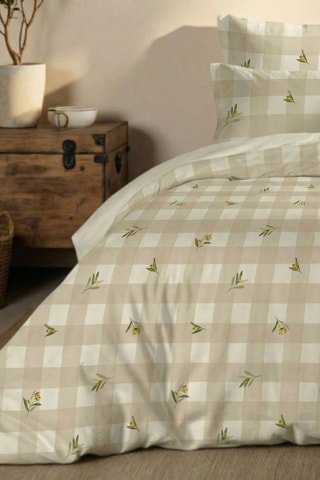 Capa de edredão reversível em percal de algodão 79 fios/cm² Sella - Bege