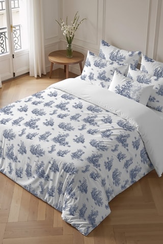 Capa de edredão reversível em percal de algodão 79 fios/cm² Burjasot - Azul-escuro