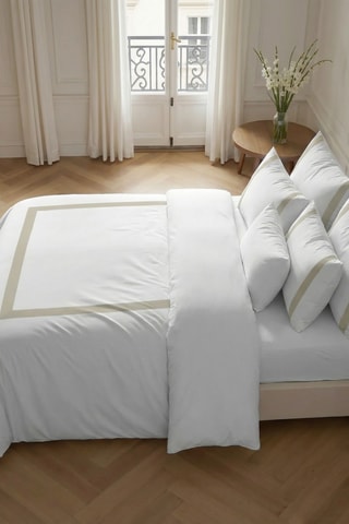 Capa de edredão reversível em percal de algodão 79 fios/cm² Portitxol - Bege