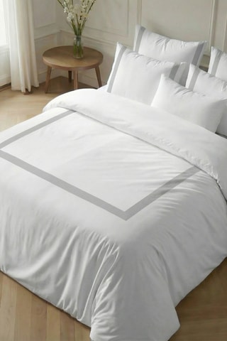 Capa de edredão reversível em percal de algodão 79 fios/cm² Portitxol - Cinzento-claro