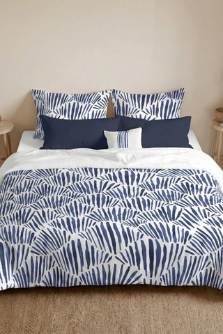 Housse de couette réversible en percale de coton 79 fils/cm² Gavina - Blanc et bleu cobalt