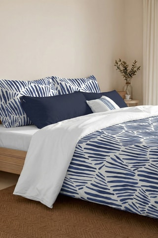 Housse de couette réversible en percale de coton 79 fils/cm² Gavina - Blanc et bleu cobalt