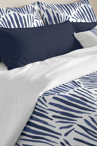 Housse de couette réversible en percale de coton 79 fils/cm² Gavina - Blanc et bleu cobalt