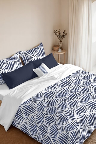 Housse de couette réversible en percale de coton 79 fils/cm² Gavina - Blanc et bleu cobalt