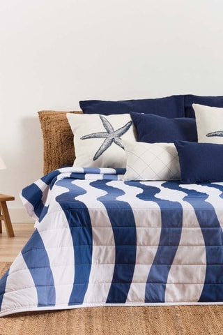 Colcha em algodão biológico Albir - Azul-cobalto