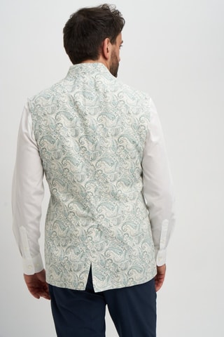 Gilet de costume en lin - Blanc et bleu